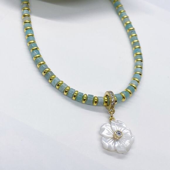 NEW FP x Luna Norte Mother Of Pearl & Amazonite Necklace - Picture 12 of 14